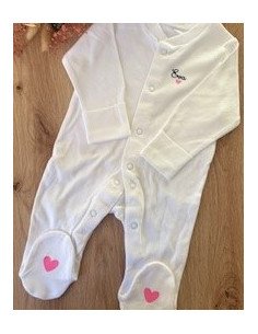 Pyjama blanc personnalisé – Prénom & petit cœur...