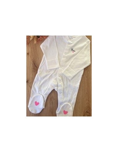 Pyjama blanc personnalisé – Prénom & petit cœur...