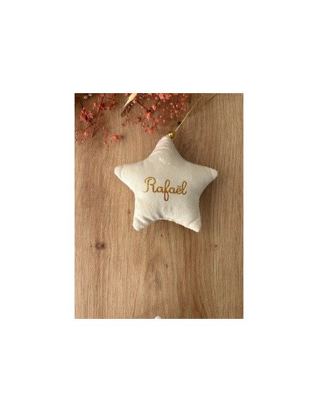 Étoile de Noël en velours – Personnalisée avec prénom + petit logo ✨