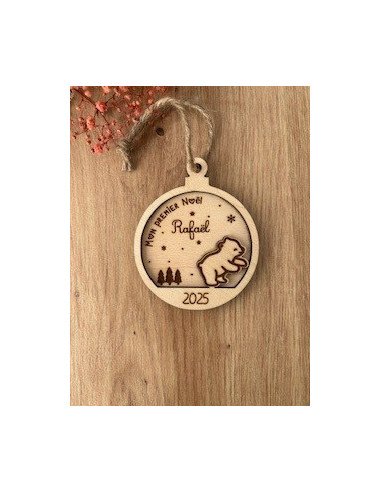 Boule de Noël personnalisée en bois – Prénom +...