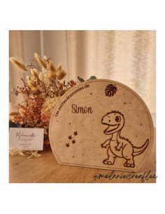 Tirelire personnalisée en bois motif dinosaure