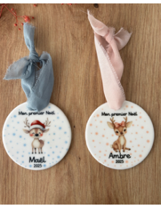 Boule de Noël personnalisée en céramique Mon premier Noël 2