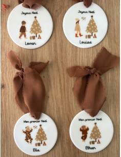 Boule de Noël personnalisée en céramique – Prénom + logo...