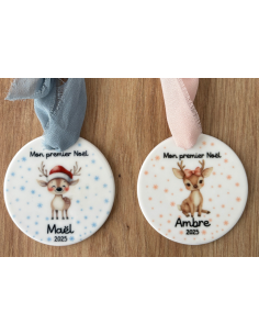 Boule de Noël personnalisée en céramique Mon premier Noël