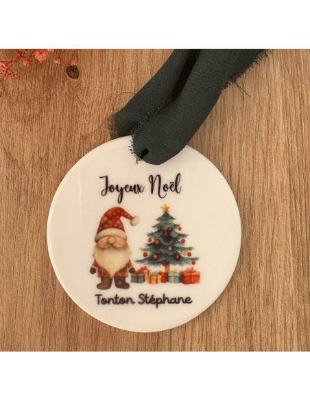 Boule de Noël personnalisée en céramique – Prénom + logo au choix 🎁