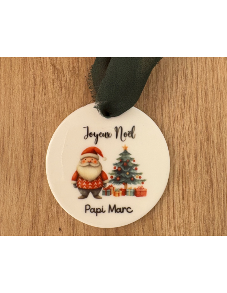 Boule de Noël personnalisée en céramique – Prénom + logo au choix 🎁