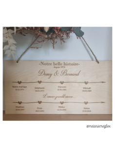 Plaque en bois gravée – Notre belle histoire – Deux... 2