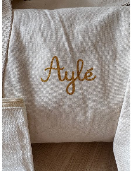 Sac week-end enfant personnalisé – Prénom – Coton bio 🌈