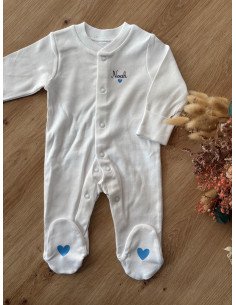 Pyjama blanc personnalisé – Prénom & petit cœur...