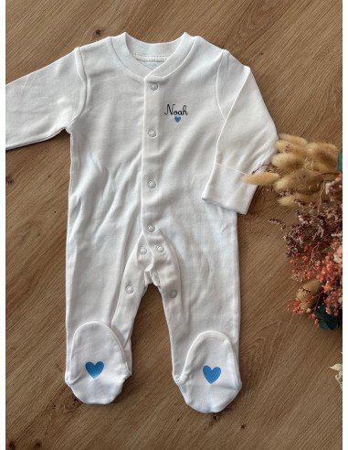 Pyjama blanc personnalisé – Prénom & petit cœur...
