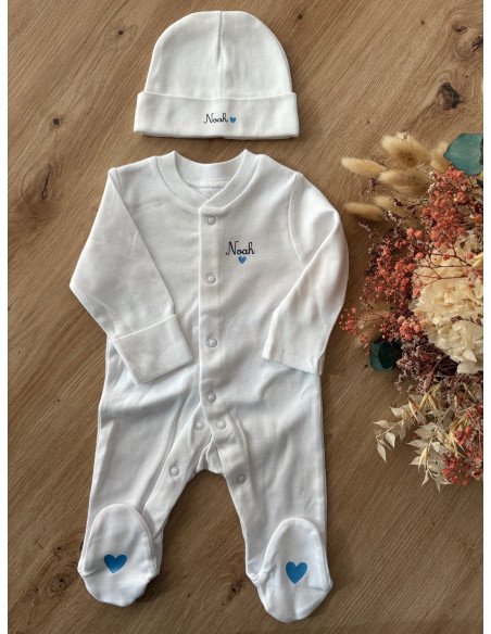 Coffret Naissance Personnalisé – Pyjama & Bonnet 2 pièces