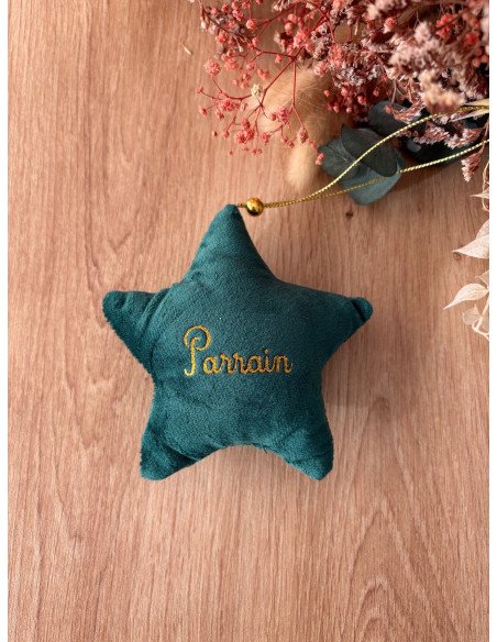 Étoile de Noël en velours – Personnalisée avec prénom + petit logo ✨