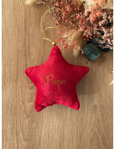 Étoile de Noël en velours – Personnalisée avec prénom + petit logo ✨