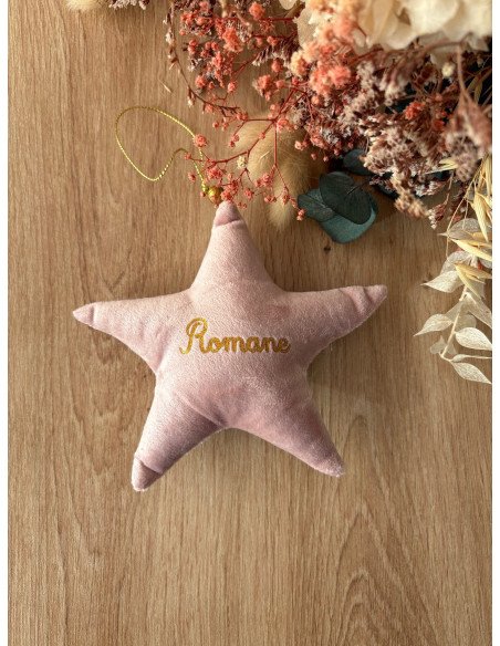 Étoile de Noël en velours – Personnalisée avec prénom + petit logo ✨