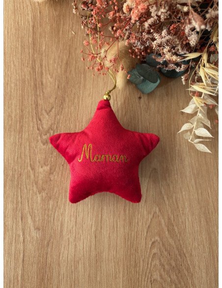 Étoile de Noël en velours – Personnalisée avec prénom + petit logo ✨
