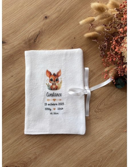 Protège carnet de santé personnalisé thème bébé biche