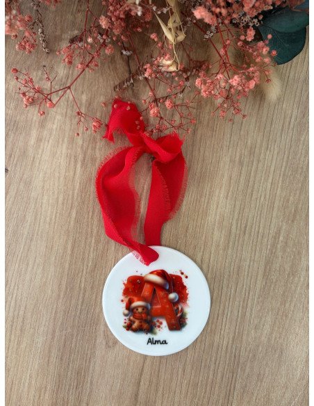 Boule de Noël personnalisée en céramique – Prénom initiale🎁