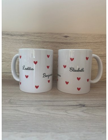 Mug/Tasse avec prénoms et petits cœurs ❤️