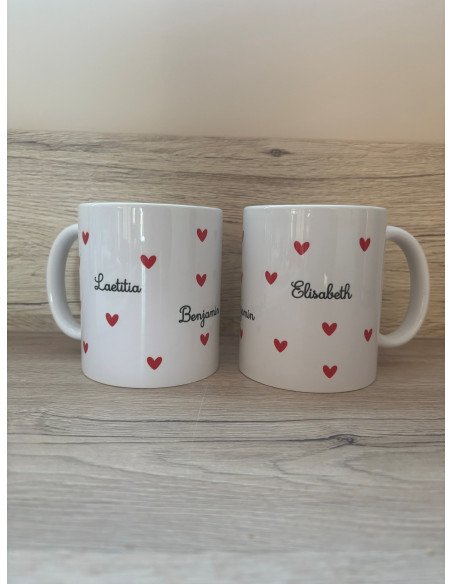 Mug/Tasse avec prénoms et petits cœurs ❤️