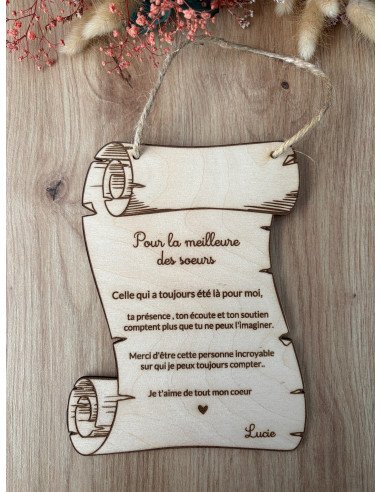 Parchemin en bois gravé // Message