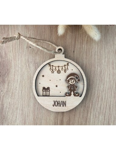 Boule de Noël personnalisée en bois – Prénom...