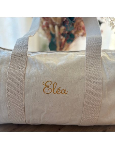 Sac week-end enfant personnalisé – Prénom – Coton bio 🌈