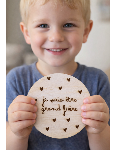 Plaque en bois annonce naissance "Je vais être grand frère"