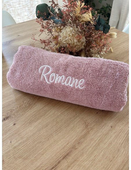 Serviette de bain rose 140x70 cm Prénom