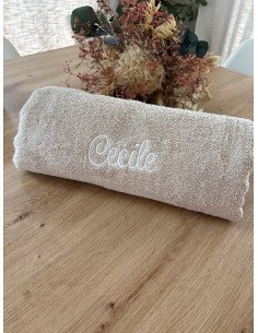 Serviette de bain beige 140x70 cm Prénom