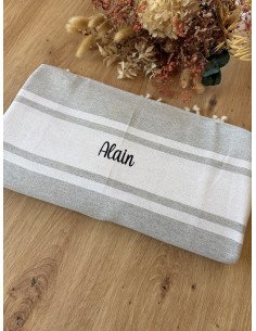 Fouta de plage GRIS prénom