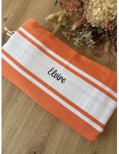Fouta de plage ORANGE prénom