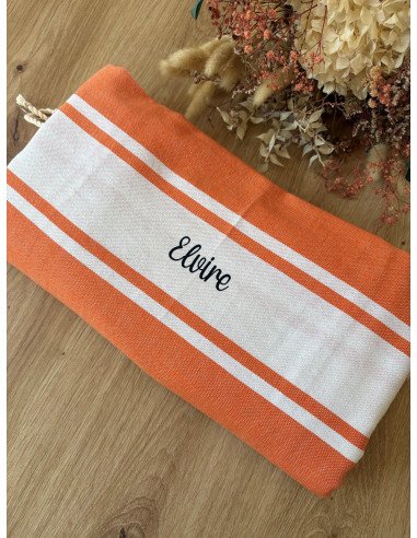 Fouta de plage ORANGE prénom