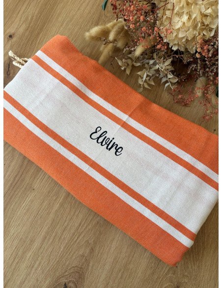Fouta de plage ORANGE prénom